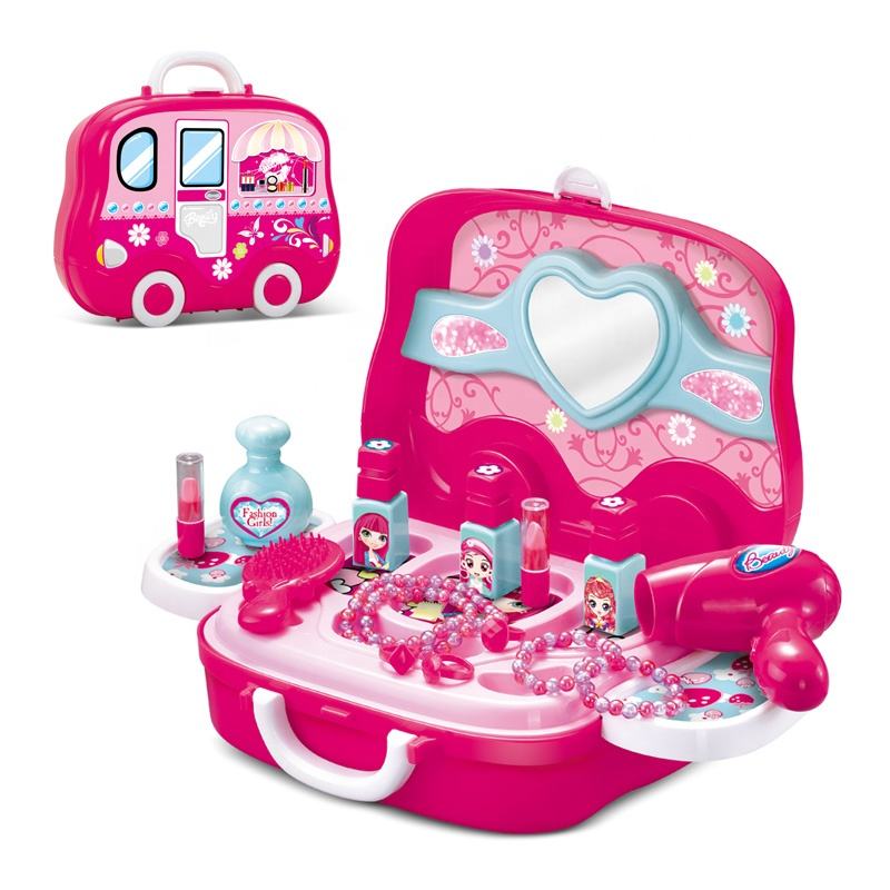 ST ZONE Pretend Play Makeup Toy Set with Dresser Suitcase | Educational Beauty & Cosmetics Kit for Girls | Safe Non-Toxic Role Play Toy - Image 1